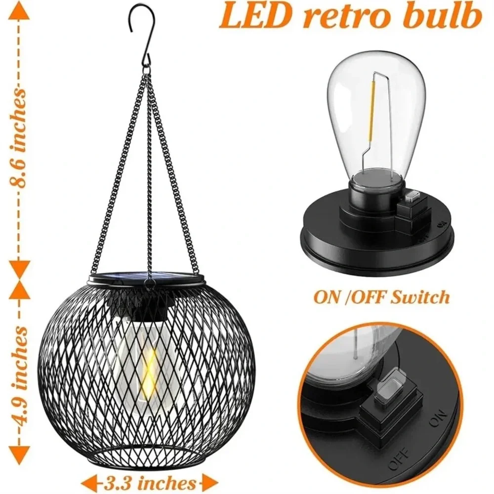 1 Solar Lantern Outdoor Metal Lights Decorative Indoor Hanging Lights Waterproof